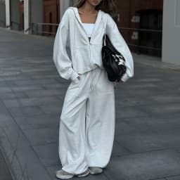 Hooded Zipper Long Sleeved Coat with Wide Leg Pants Women's Outfits Autumn Loose Sportswear Street Style Casual Two Piece Set