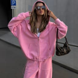 Hooded Zipper Long Sleeved Coat with Wide Leg Pants Women's Outfits Autumn Loose Sportswear Street Style Casual Two Piece Set