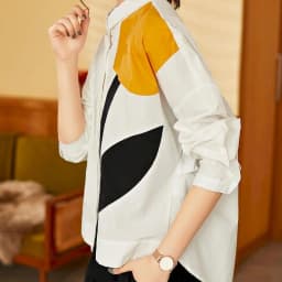 Fashion Printed Shirts Women Patchwork Design Long Sleeve Shirt Casual Loose Oversize Blouse 2026 Spring Summer Trend Thin Shirt