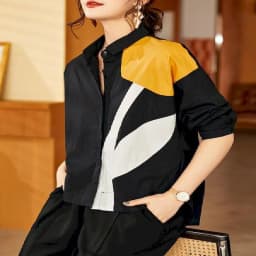 Fashion Printed Shirts Women Patchwork Design Long Sleeve Shirt Casual Loose Oversize Blouse 2026 Spring Summer Trend Thin Shirt