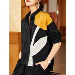 Fashion Printed Shirts Women Patchwork Design Long Sleeve Shirt Casual Loose Oversize Blouse 2026 Spring Summer Trend Thin Shirt