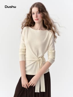 DUSHU 2026 Fall Women's Lightweight Merino Wool Crew Neck Pullover, Soft Fine Knit Top for Elegant Office & Everyday Style