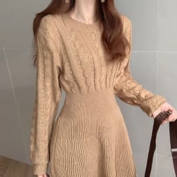 Autumn Winter A Line Sweater Dress Women Korean Fashion Long Sleeve Knitted Dresses Woman 2026 Round Neck Warm Midi Dress Ladies