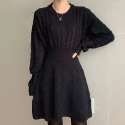 Autumn Winter A Line Sweater Dress Women Korean Fashion Long Sleeve Knitted Dresses Woman 2026 Round Neck Warm Midi Dress Ladies