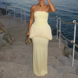 Elegant Strapless Off Shoulder Pleated Party Dress Trendy Solid Sleeveless Banquet Dress Sexy One Neck Backless High Waist Dress