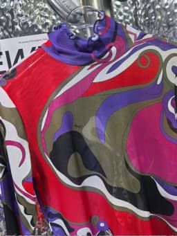 Abstract Printed Gauze Female Upper Collar Ruffled Long Sleeve Slim Elastic Pullover Temperament Bottoming Shirt