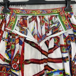 Seifrmann Casual printed cotton skirt slit on both sides button long skirt 2026 autumn fashion women's new style