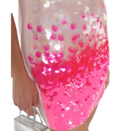 Lady Gradient Sequin Mini Dress Halter Sleeveless Hollow Out Sheer Mesh Bodycon Short Dress Sexy High Waist Wrap Hip Party Dress