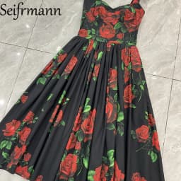 Seifrmann Casual printed cotton suspender dress square neck sleeveless waist mid-length dress 2026 autumn women's new style