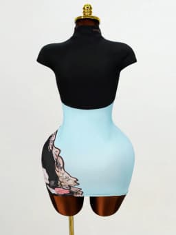 Y2K Streetwear Party Club Dresses Women Chinese Style Dragon Print Qipao Dress Short Sleeve Cutout Bodycon Cheongsam Split Hem