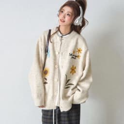 Women Cute Floral Print Cardigan Oversized Knit Sweater Button Down Crew Neck Streetwear Loose Winter Casual Coat Top