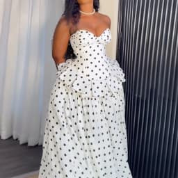 Polka Dot Print Design Slim Fit Prom Dress Strapless High Waisted Swing Women's Long Dress Backless Bandage Elegant Evening Gown