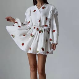 Elegant High Waist Half Skirts Lady Outfit Fashion V-neck Long Sleeve Shirts&Skirts Sets Casual Women's Hollow Out Vacation Sets