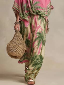 Fashion Printed Tops & Long Pant Sets Summer Woman Beach Holiday Suit Casual Loose Wide Leg 2 Piece Sets Female Vacation Suits