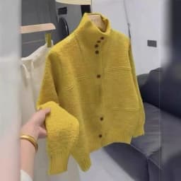 Autumn Winter New Knit Cardigans Female Casual Loose Turtleneck Knitted Button Sweater Woman Soft Thicken Warm Knitwear Jacket