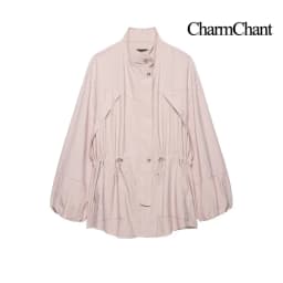 CHARMCHANT Women's Stand Collar Windbreaker Adjustable Drawstring Waist Loose Fit Lightweight Jacket Spring Summer 2026