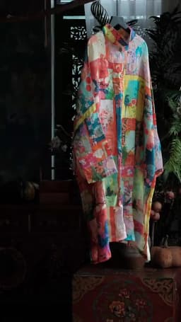 100% Ramie Women Casual Long Shirt New Arrival 2026 Autumn Vintage Style Floral Print Loose Comfortable Female Shirt Dress M2911