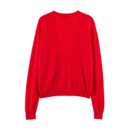 YENKYE New Autumn Women Red Deep V Neck Knit Cardigan Asymmetric Button Loose Long Sleeve Casual Sweater Coat
