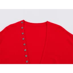 YENKYE New Autumn Women Red Deep V Neck Knit Cardigan Asymmetric Button Loose Long Sleeve Casual Sweater Coat