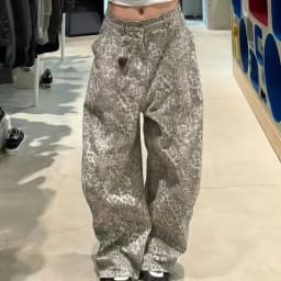 Leopard Print Curved Barrel Sickle Jeans Women Spring Summer Loose Washed Light Color Retro Streetwear Pants