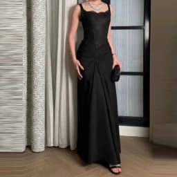 Ladies Sexy Square Collar Lace Evening Dress Spring High Waist Patchwork Draped Long Dress Summer Backless Zips Strap Maxi Dress