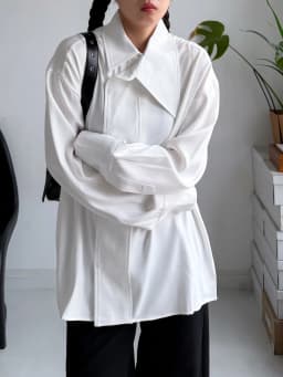 SuperAen Asymmetric Skew Collar Design White Shirt 2026 Spring New Office Lady Oversize Elegant Loose Casual Shirts