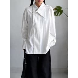 SuperAen Asymmetric Skew Collar Design White Shirt 2026 Spring New Office Lady Oversize Elegant Loose Casual Shirts