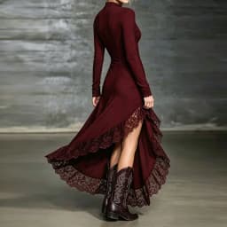 Women Deep V Neck Wrap Maxi Dresses Lace Trim Long Sleeve Ruched Asymmetric High Low Slit Hem Dress Autumn Bodycon Prom Sundress