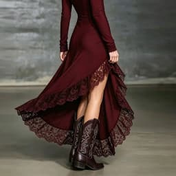 Women Deep V Neck Wrap Maxi Dresses Lace Trim Long Sleeve Ruched Asymmetric High Low Slit Hem Dress Autumn Bodycon Prom Sundress