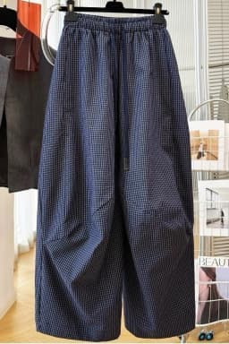 SuperAen Vintage Plaid Comfortable Loose Casual Wide-leg Pants for Women Spring and Autumn Korean Style Simple Full Length Pants