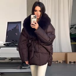 Thichen Winter Padded Coat Women Faux Fur Collar Belted Waist Tie Loose Oversized Quilted Jacket Warm Outerwear Daily Streetwear
