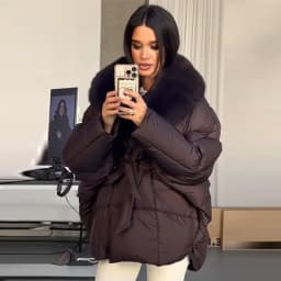 Thichen Winter Padded Coat Women Faux Fur Collar Belted Waist Tie Loose Oversized Quilted Jacket Warm Outerwear Daily Streetwear