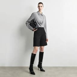 Amii Women's Faux Layered Long Sleeve T-Shirt Stretch Lapel Collar Slim Fit Casual Business Top for Women Autumn 12613016