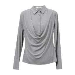 Amii Women's Faux Layered Long Sleeve T-Shirt Stretch Lapel Collar Slim Fit Casual Business Top for Women Autumn 12613016