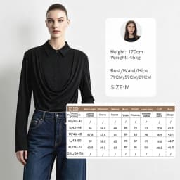 Amii Women's Faux Layered Long Sleeve T-Shirt Stretch Lapel Collar Slim Fit Casual Business Top for Women Autumn 12613016