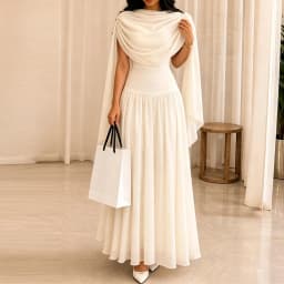 Summer New Women's Vacation Maxi Dresses Temperament Sleeveless Shawl Collar Chiffon Dress Elegant Solid Color High Waist Dress