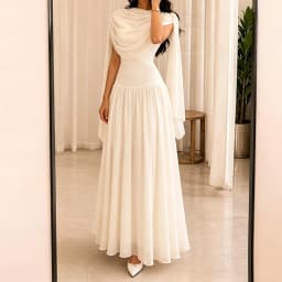 Summer New Women's Vacation Maxi Dresses Temperament Sleeveless Shawl Collar Chiffon Dress Elegant Solid Color High Waist Dress