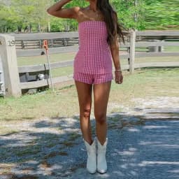 Retro Checkered Mini Outfit Casual Slim Fit Sleeveless Top And Shorts Two Piece Elegant Strapless High Waist Beach Vacation Suit