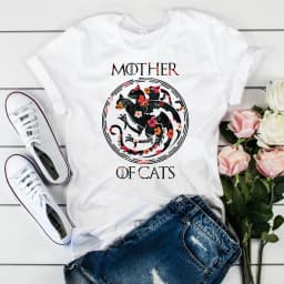 2020 Mother Of Cats Shirt Floral GOT T-Shirt Cute Floral Cat tshirt Cat Lover Tees