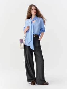 DUSHU Women's Multi‑Size High‑Waisted Wide‑Leg Straight Commuter Suit Pants Comfortable Casual Long Trousers Flattering Bottoms