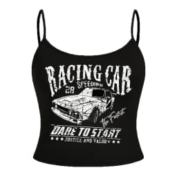 Women Gothic Skull Crossbones Print Cami Tank Top, Y2K Alt Subculture Sleeveless Spaghetti Strap Slim Camisole Summer Inner
