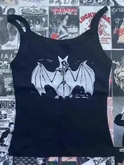 Women Gothic Skull Crossbones Print Cami Tank Top, Y2K Alt Subculture Sleeveless Spaghetti Strap Slim Camisole Summer Inner