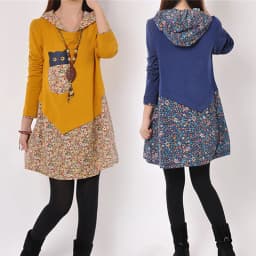 Korean Fashion Women Winter Shirt Dress Long Tops Female Floral Printed Streetwear Hoodies Long Sleeve Shirt Dress Pullovers