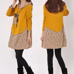 Korean Fashion Women Winter Shirt Dress Long Tops Female Floral Printed Streetwear Hoodies Long Sleeve Shirt Dress Pullovers