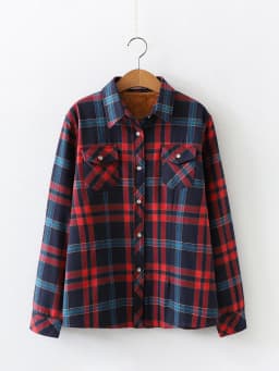 Velvet Thick Warm Women's Plaid Shirt, Female Long Sleeve Tops, M-5XL Winter Fleece Casual Check Blouse, Autumn Clothes T77710A