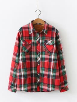 Velvet Thick Warm Women's Plaid Shirt, Female Long Sleeve Tops, M-5XL Winter Fleece Casual Check Blouse, Autumn Clothes T77710A