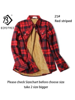 Velvet Thick Warm Women's Plaid Shirt, Female Long Sleeve Tops, M-5XL Winter Fleece Casual Check Blouse, Autumn Clothes T77710A