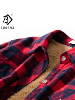 Velvet Thick Warm Women's Plaid Shirt, Female Long Sleeve Tops, M-5XL Winter Fleece Casual Check Blouse, Autumn Clothes T77710A