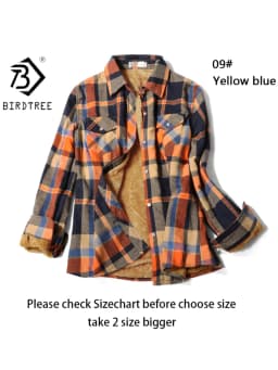 Velvet Thick Warm Women's Plaid Shirt, Female Long Sleeve Tops, M-5XL Winter Fleece Casual Check Blouse, Autumn Clothes T77710A
