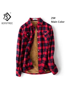 Velvet Thick Warm Women's Plaid Shirt, Female Long Sleeve Tops, M-5XL Winter Fleece Casual Check Blouse, Autumn Clothes T77710A
